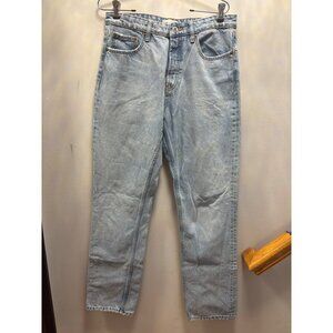 Zara Womens High-Waisted Light Wash Straight Leg Denim Jeans Size 8